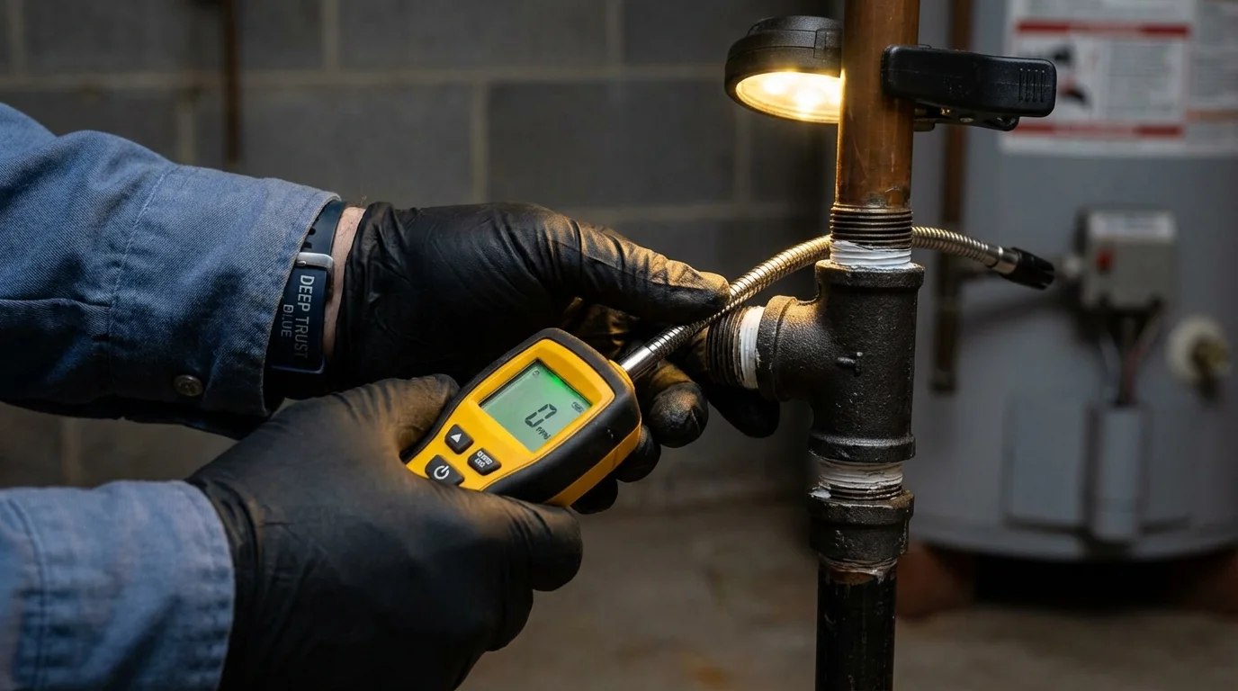 Gas leak detection with electronic sniffer by Johns Plumbing LLC in Tallulah