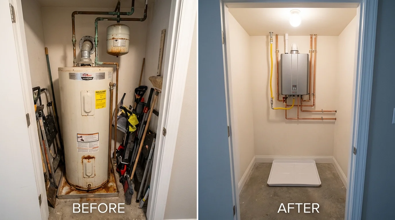 Tank water heater versus wall-mounted tankless unit comparison for Tallulah, LA homeowners